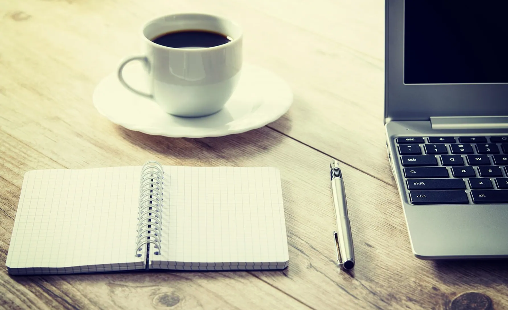 Coffee, computer and cup